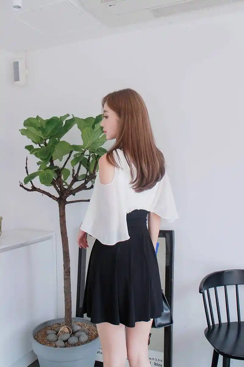 孙允珠—女媛温馨漂色斜肩白衬衫&轻扬披肩纱巾浪漫天使雪纺衫