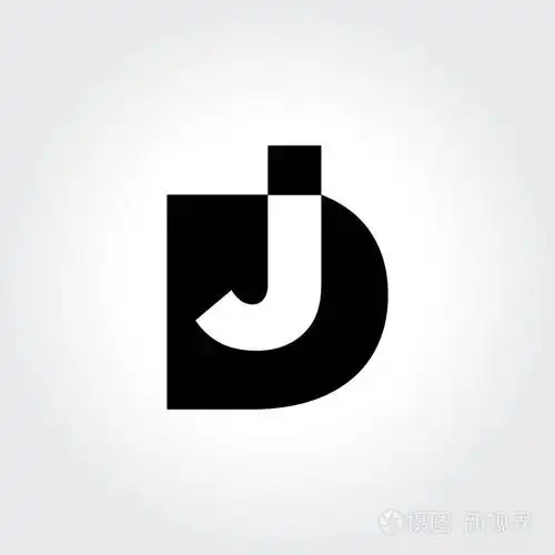 dj 标志设计.在黑色和白色的创意排版处理