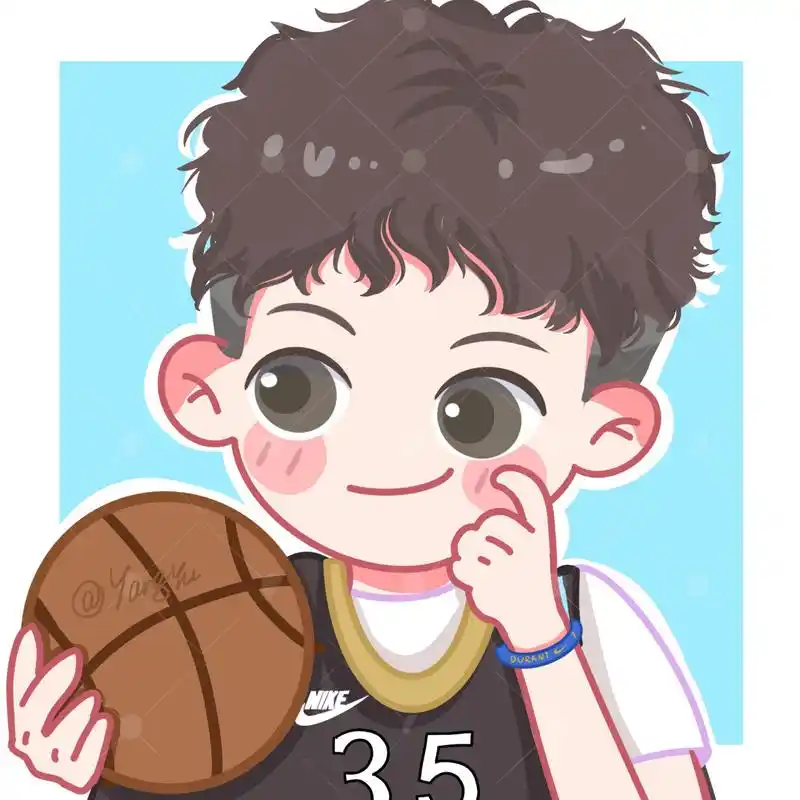 篮球男孩卡通头像/客稿 100张的进度已经有十分之三啦30/100 继续冲