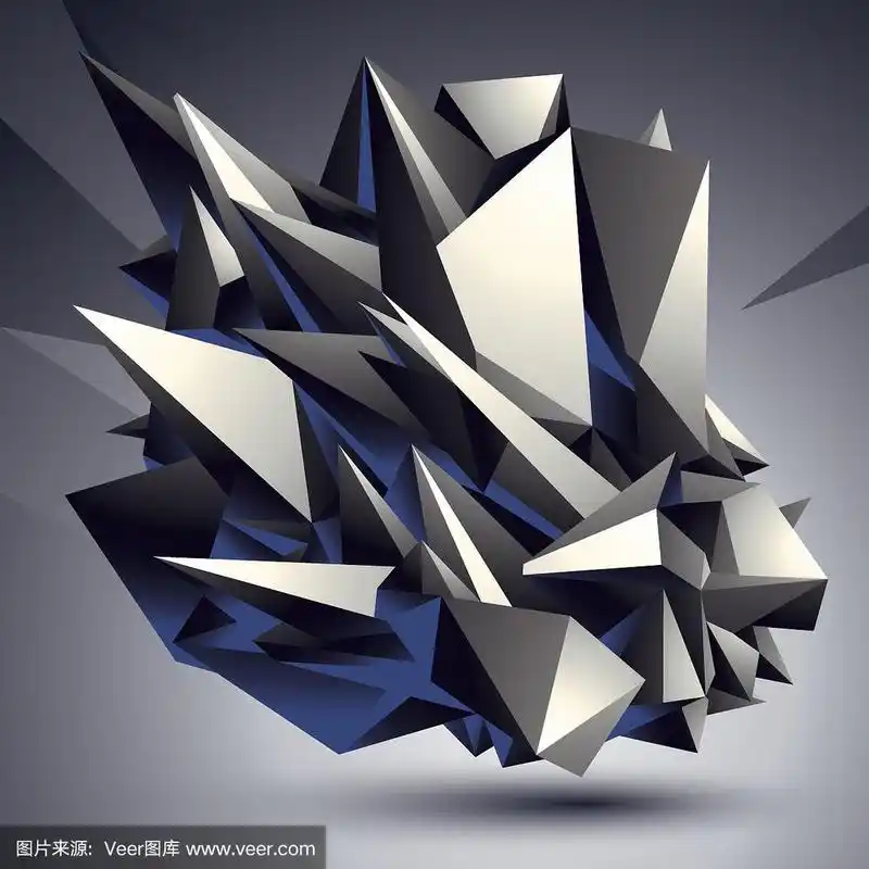 几何抽象三维复杂物体,不对称