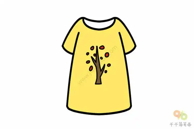 黄色半袖简笔画步骤图
