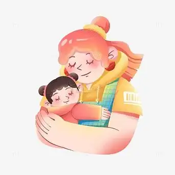 母亲节妈妈拥抱扁平卡通人物元素