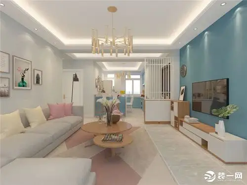 枫丹丽城93平二居室北欧风格效果图 3万