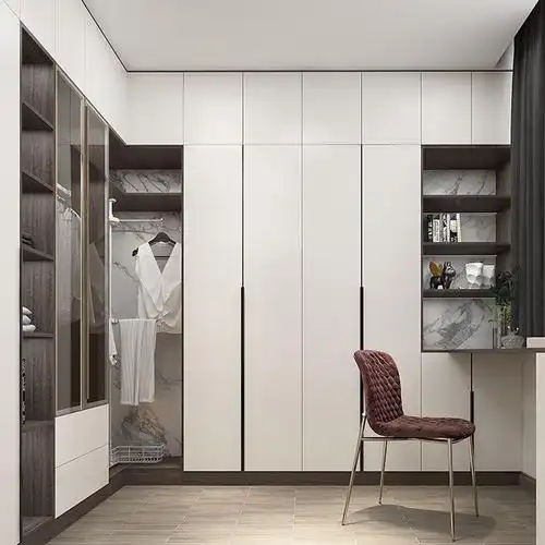 伟天爱格板现代轻奢卧室装修白色整体衣柜衣帽间定制柜子全屋定制