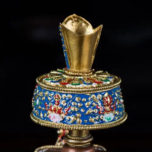 彩绘净水瓶 藏传佛教用品铜雕花奔巴壶宝瓶有嘴贲巴壶两种规格