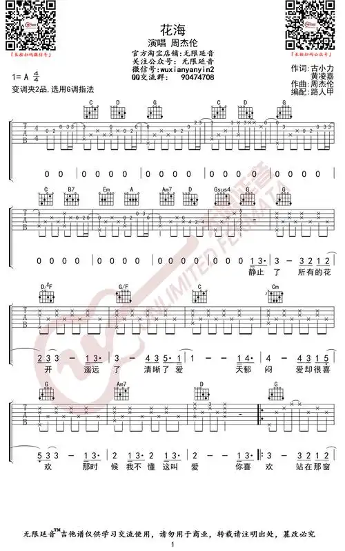 花海吉他谱c调弹唱六线谱2