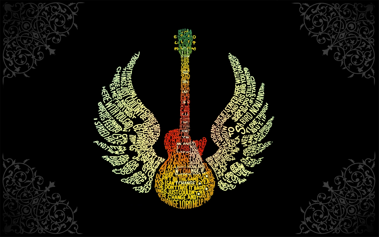 文艺摇滚青年最爱的炫酷个性吉他桌面壁纸高清下载