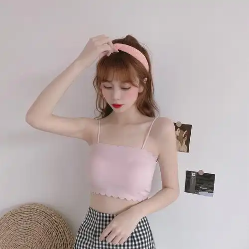 内衣女薄款抹胸上衣露肩显胸小围胸防走光性感聚拢无钢圈裹胸学生fish