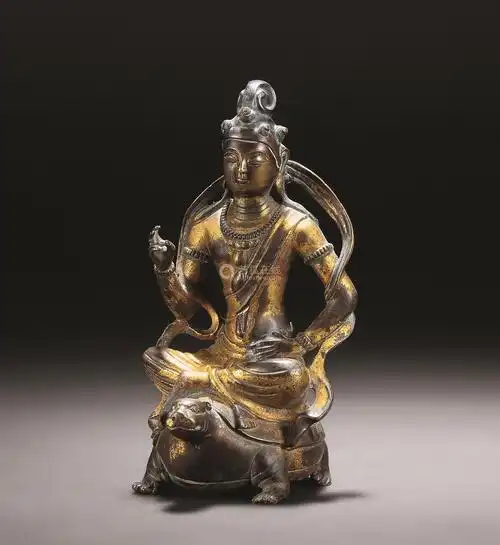 辽代 铜鎏金神龟座佛