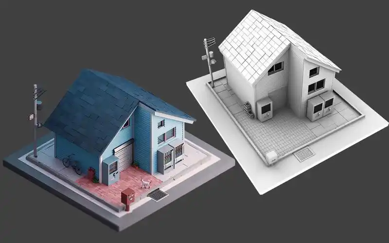 【maya场景建模】次世代三渲二写实小屋制作,0基础场景建模练习案例