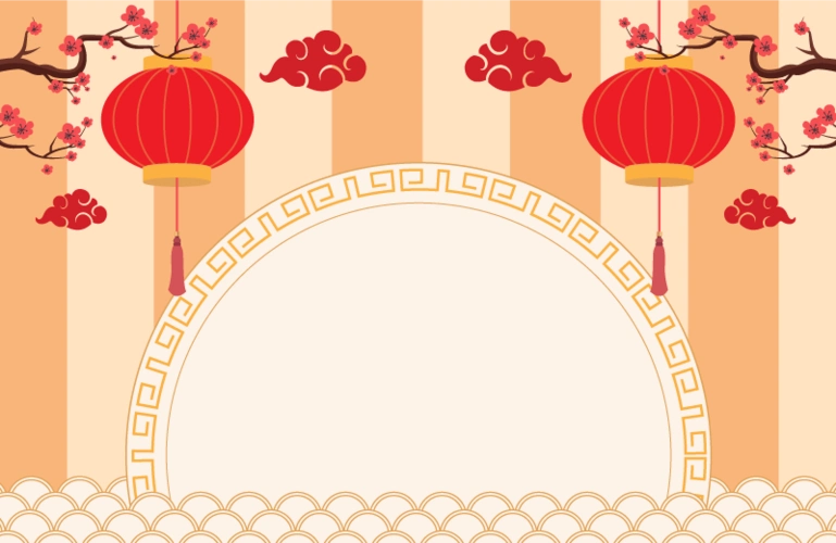 灯笼梅花设计春节快乐背景矢量素材eps