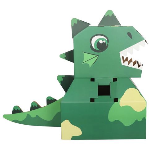 华敏儿童diy手工纸箱恐龙抖霸王龙可穿戴纸盒纸箱恐龙玩具 绿色恐龙