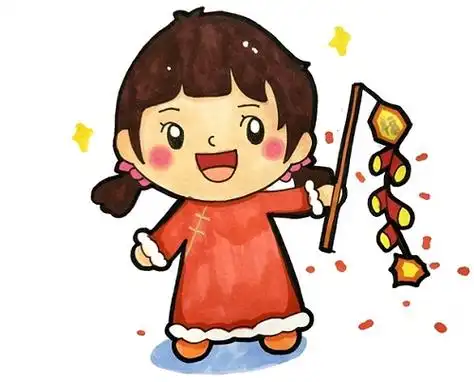 过年时小朋友放鞭炮的场景简笔画