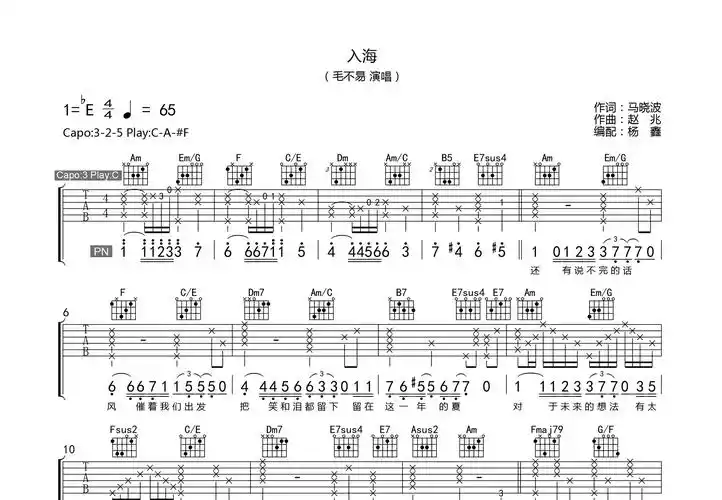 吉他谱描述说明