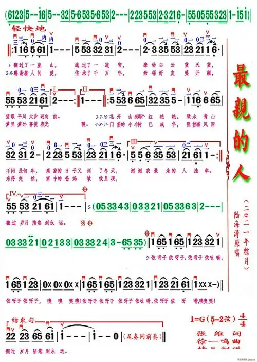 最亲的人(精益制谱) 歌谱简谱网