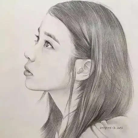 素描头像女生侧脸