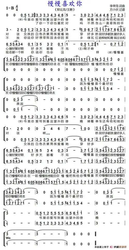 慢慢喜欢你男声二重唱方小庆个人制谱园地