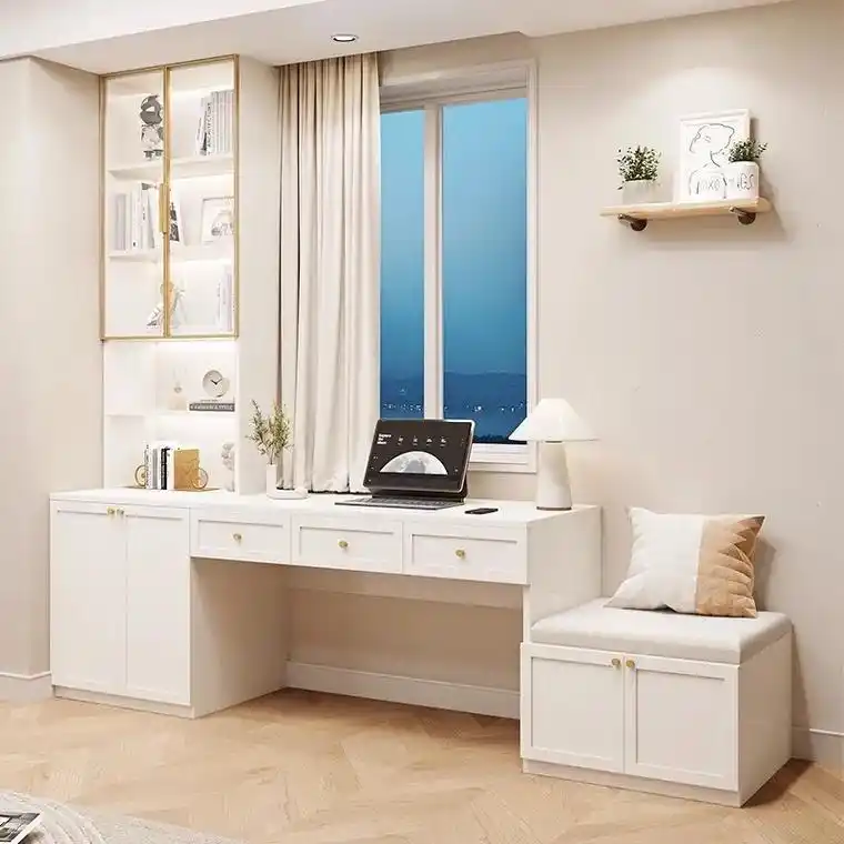 儿童房书柜77书桌一体设计,太实用啦～91安尼顿原创案例. - 抖音