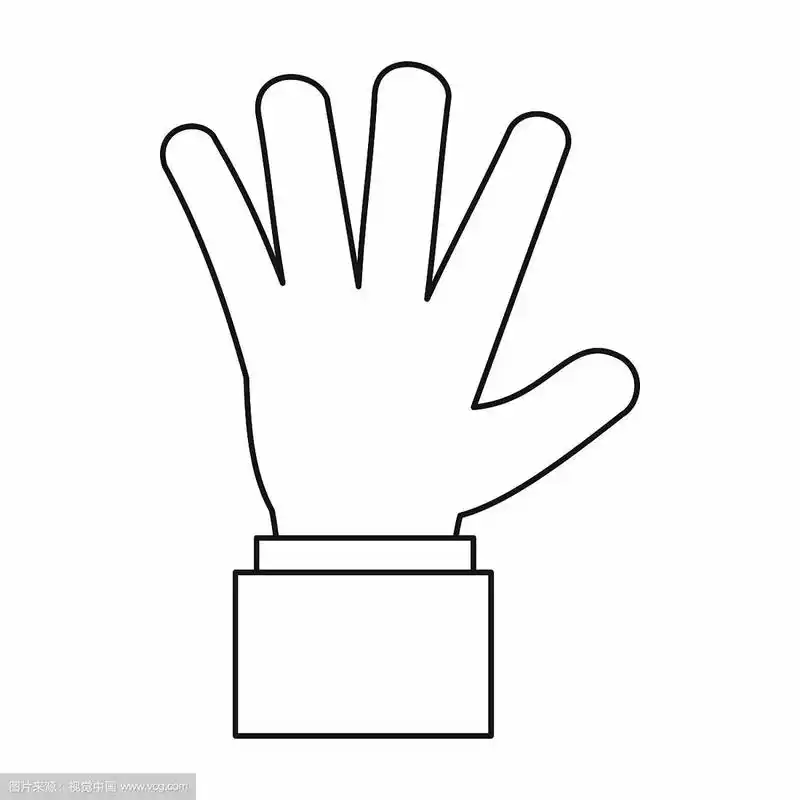 手显示五个手指图标轮廓风格
