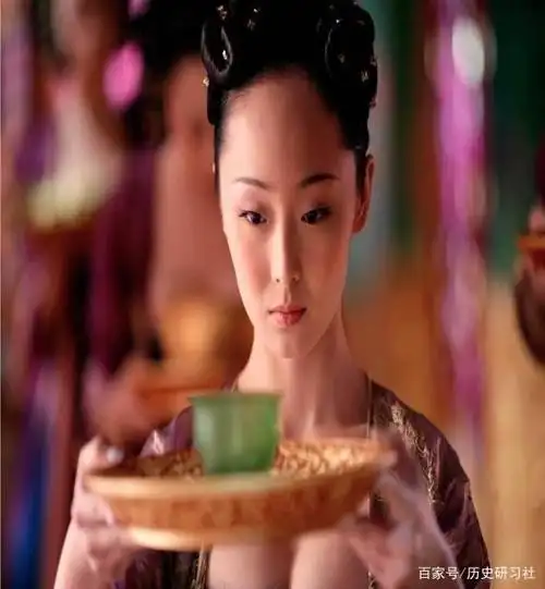(簪花仕女图) 其中我们可以看出唐朝女性确有穿低胸装的习惯,有历史