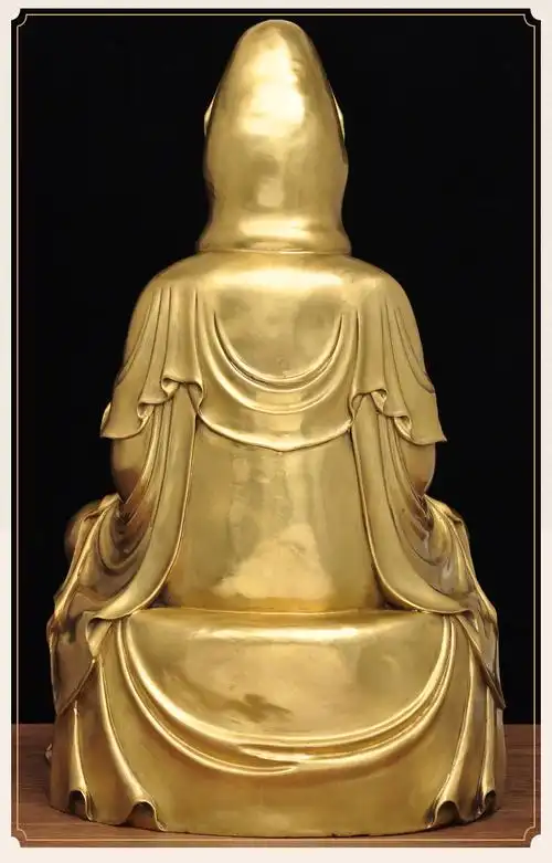 纯铜南海观世音菩萨摆件铜观音坐莲像大号佛像家用寺庙佛堂供奉68观音