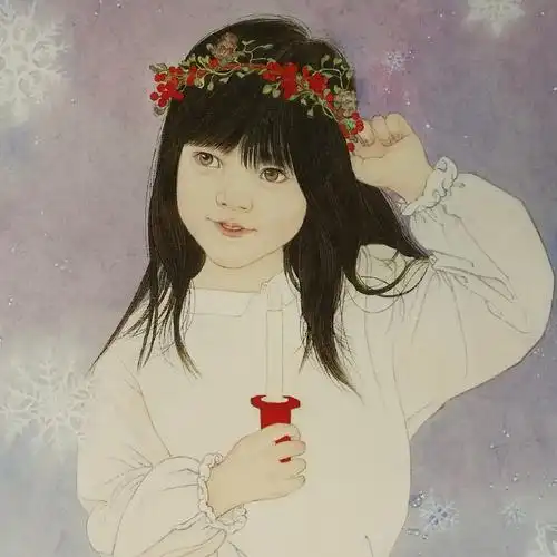 置爱艺术家定制儿童肖像工笔画刘莹莹作品