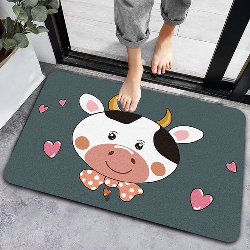 间厕所门口卡通家用进门地垫入户门垫厨房防滑垫 可爱卡通牛 40x60cm
