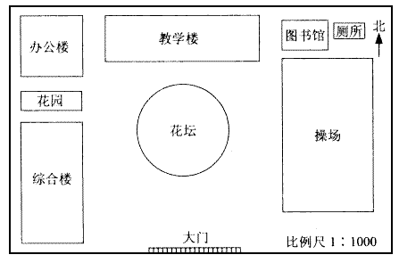 以下是学校的平面图.综合楼的实际长和宽分别是多少米.
