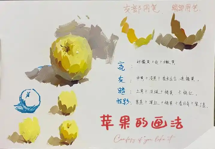 色彩静物苹果的画法