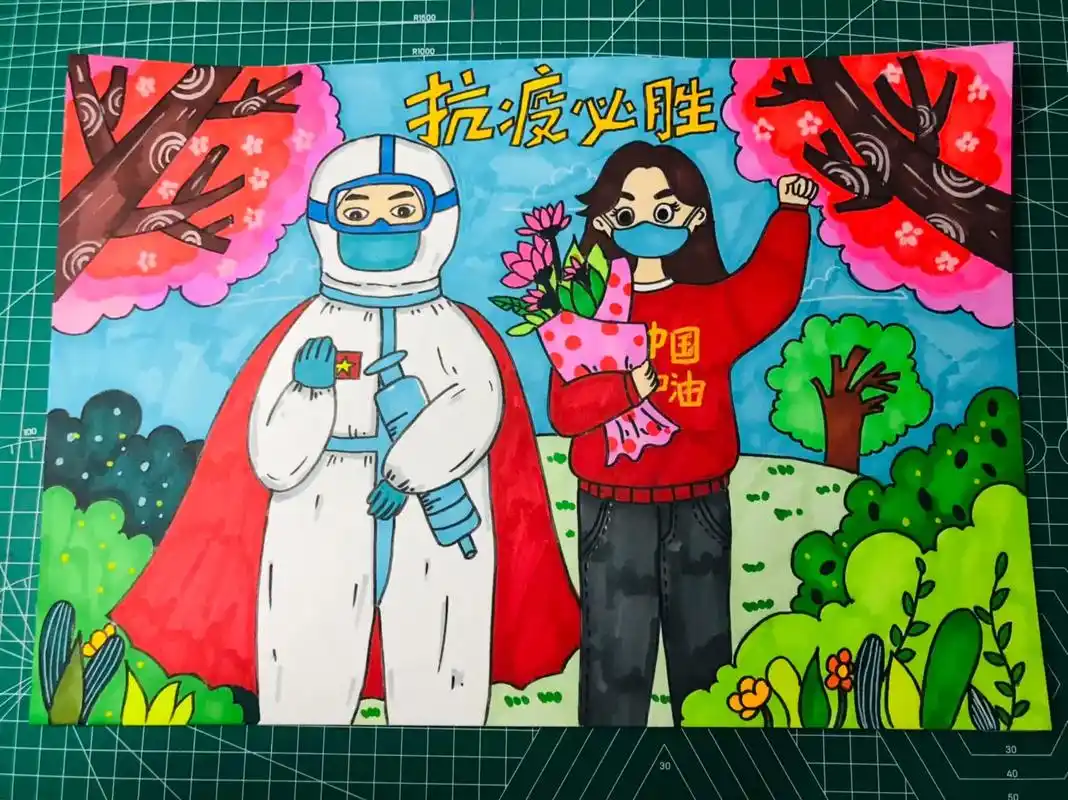 抗击疫情创意美术绘画#创意美术 #少儿创意美术 #抗疫我们一 - 抖音