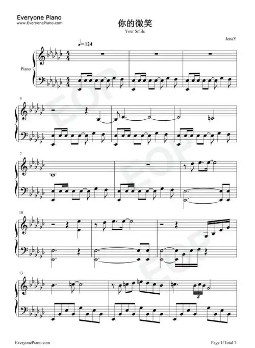 你的微笑-太多的幸福报到拼凑爱的美妙-抖音五线谱预览1-钢琴谱文件