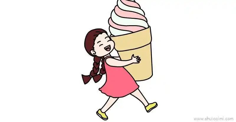 吃冰激凌动漫简笔画