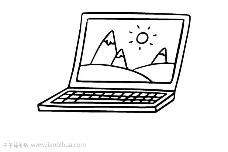 笔记本电脑简笔画亲子画