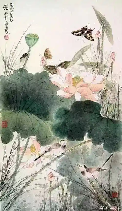 谢稚柳荷花国画.