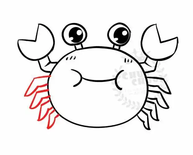 圆圆的小螃蟹简笔画步骤图_海洋动物
