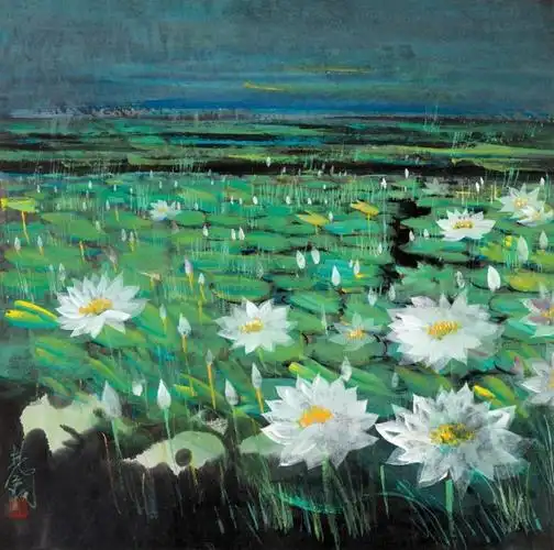 林风眠笔下的荷花,总让人感觉有一种宗教般静穆的美感.