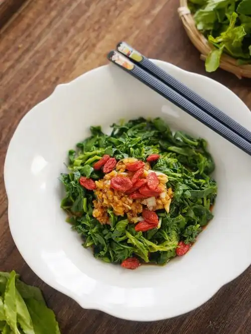 春日尝鲜凉拌枸杞头枸杞芽柔嫩清香