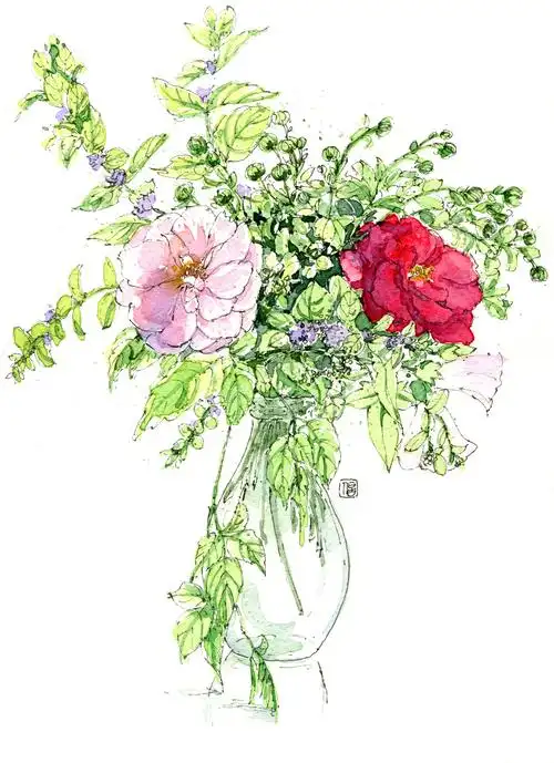 《花色美涂——七个颜色画出您的水彩花园》中介绍到的"干画法"实例.