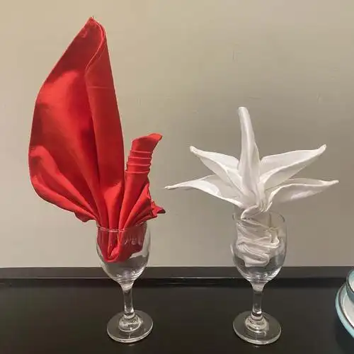 全棉擦杯布酒店餐厅婚庆婚礼饭桌纯棉折花口布西餐厅中式餐盘垫布