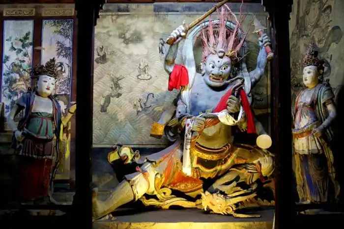 黑虎灵官(巨灵神)像.壁画《孙悟空收降红孩儿》.