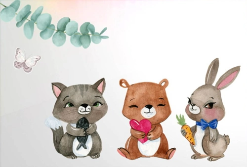 水彩卡通绘画ppt素材包-12张可爱水彩小动物ppt小插图 最新版 - jz5u