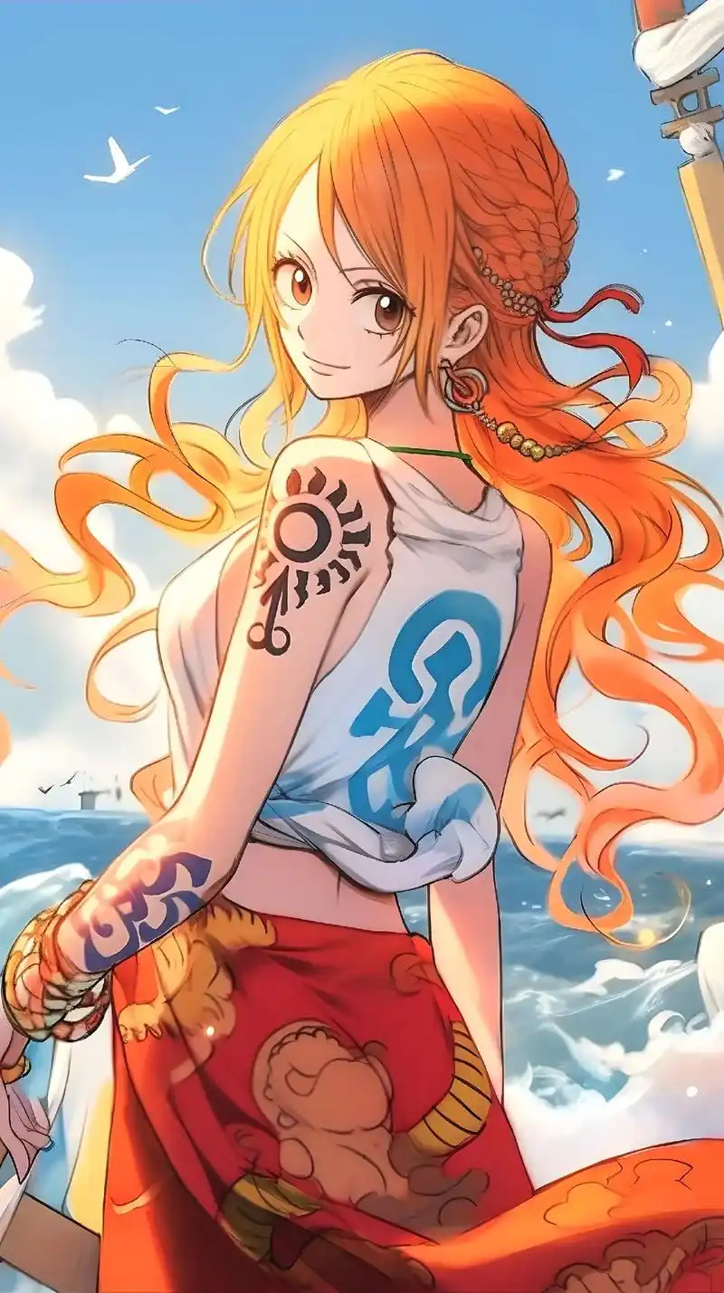 ai壁纸-海贼王娜美.#ai绘画 #海贼王 #二次元 #动漫 - 抖音