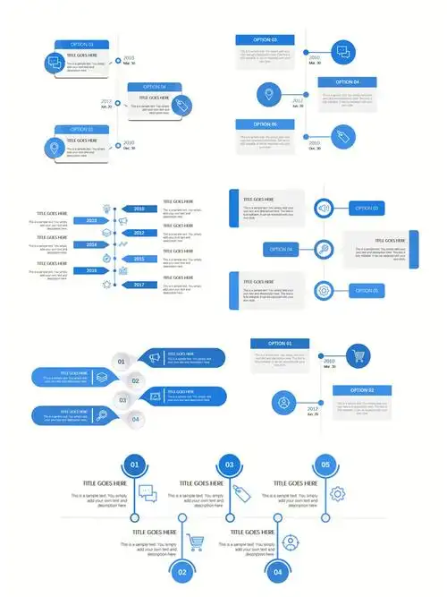 ppt模版184蓝色流程图通用模版