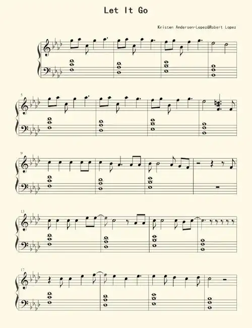 钢琴版冰雪奇缘letitgo五线谱简谱