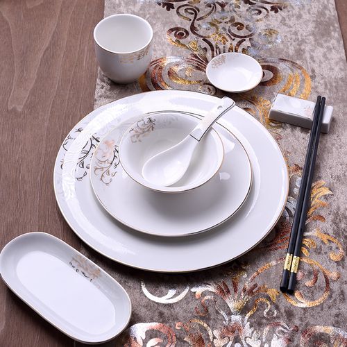 餐具陶瓷酒店摆台中式饭店四件套装餐厅骨碟盘