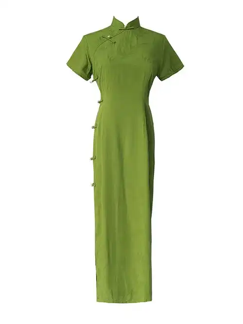 绿色旗袍2022年新款复古年轻少女改良气质海中旗袍