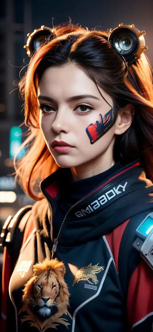 ai绘画壁纸超越时空的赛博朋克女孩肖像艺术高清画质