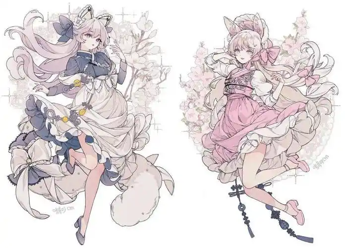 动漫少女华丽礼服服饰设计素材分享~-服装服装时装画/手绘技巧-cfw