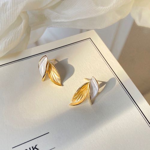 七里一抹金 925银针耳环新款ins潮叶子原创设计时尚耳钉耳饰品