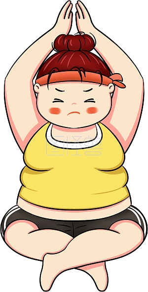 图怪兽原创元素卡通预防肥胖日胖女孩减肥